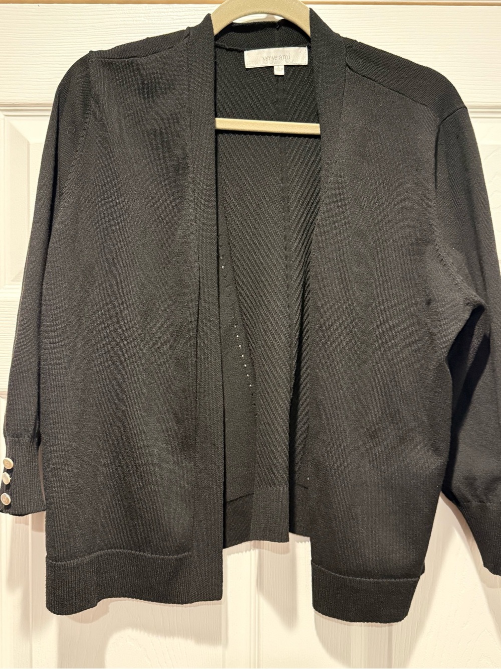 Verve Ami Black Open-Front Lightweight Sweater